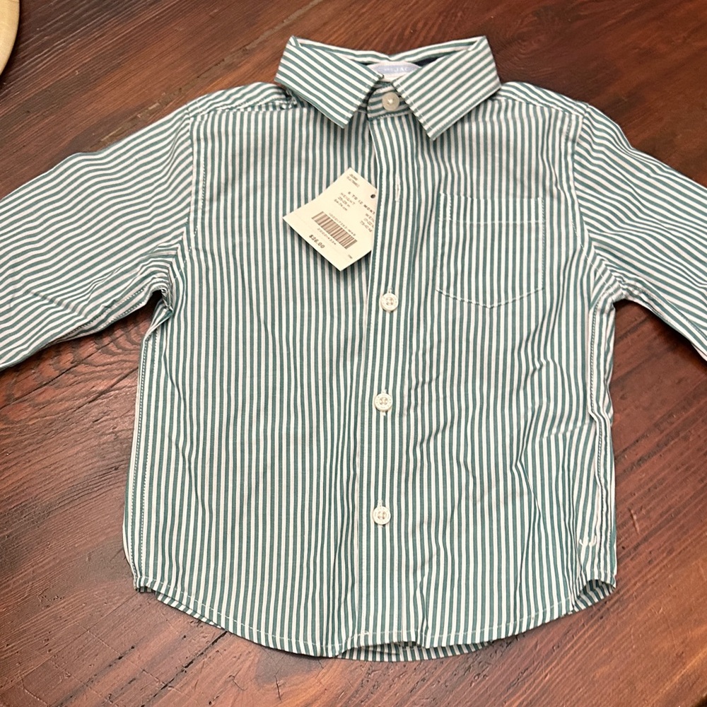 Janie and Jack Teal Striped Button Down Shirt
